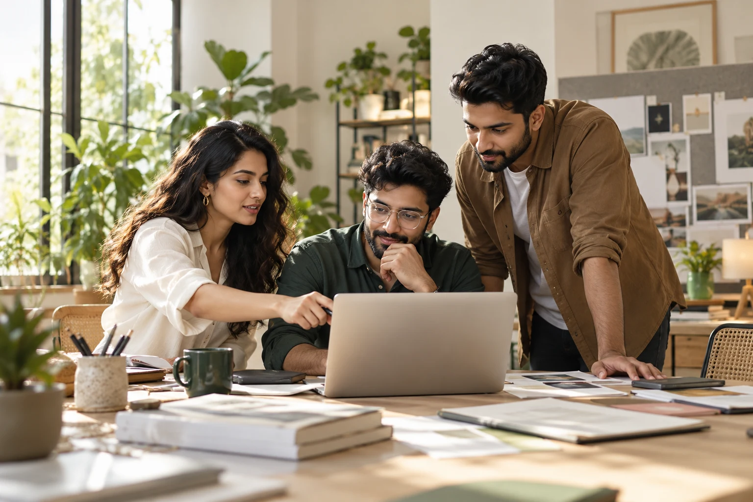 Illustrative image of Indian creative professionals collaborating on a website project
