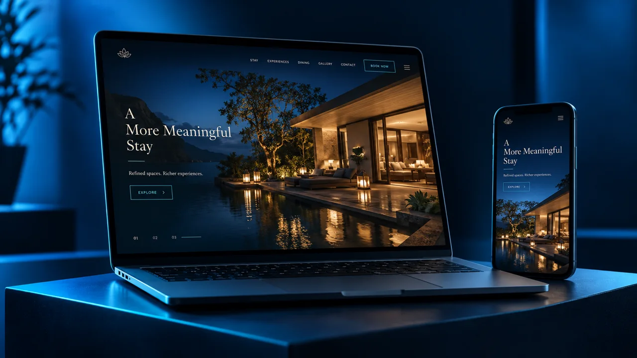 AI creative concept of a responsive hotel website