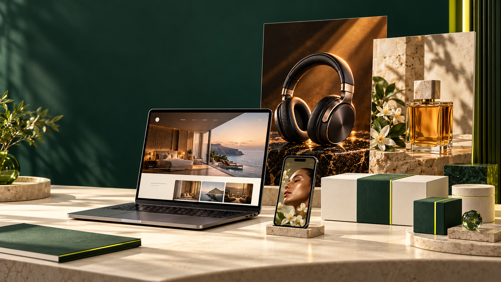 Creative studio presenting website and cinematic brand campaign concepts