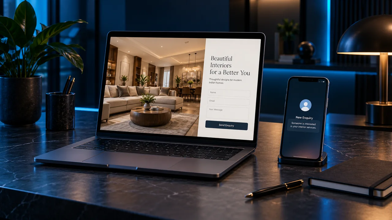 A service landing page with a matching mobile enquiry journey